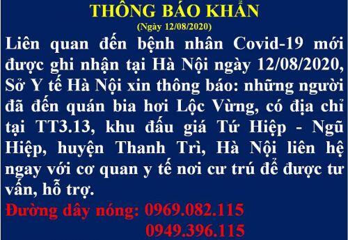 Hà Nội tìm người liên quan đến bệnh nhân Covid-19 tại quán bia Lộc Vừng, Thanh Trì