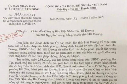 Xử phạt Phó Giám đốc Bảo Việt Nhân thọ Hải Dương vi phạm quy định phòng chống dịch
