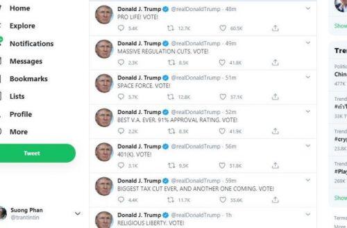 Tổng thống Trump liên tục đăng tweet dù đang điều trị trong bệnh viện