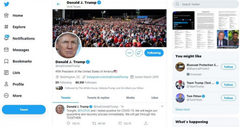 Twitter cấm mọi lời 'trù ẻo' Tổng thống Trump sau khi ông nhiễm bệnh Covid-19