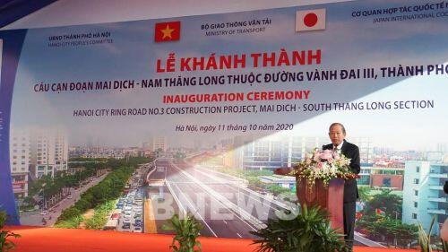 Phó Thủ tướng Trương Hòa Bình phát lệnh thông xe cầu cạn đoạn Mai Dịch - Nam Thăng Long