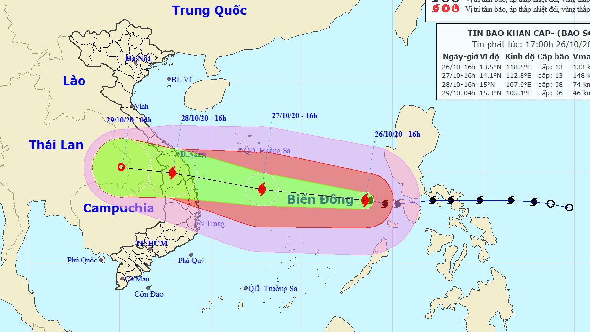 Dự báo thời tiết: Tin bão khẩn cấp cơn bão số 9, vùng nguy hiểm trên Biển Đông chịu tác động của gió giật mạnh