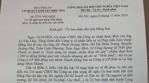 Bộ Công an đề nghị tạm dừng giao dịch biến động tài sản công ty liên quan nhà ông Trần Quý Thanh