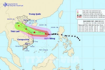 Từ sáng đến trưa 14/11, trên đất liền phía Nam Nghệ An đến Quảng Ngãi có gió mạnh cấp 8-9
