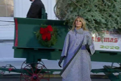 Đệ nhất phu nhân Melania Trump đón cây thông Noel tới Nhà Trắng