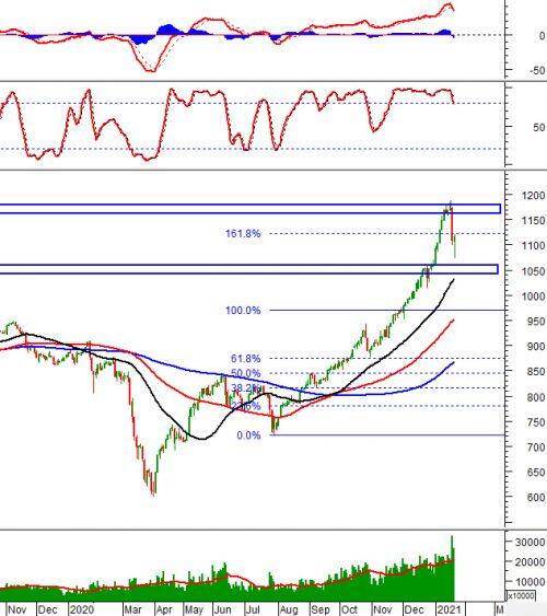 Chứng khoán phái sinh 21/01/2021: VN30-Index test lại ngưỡng Fibonacci Projection 161.8%