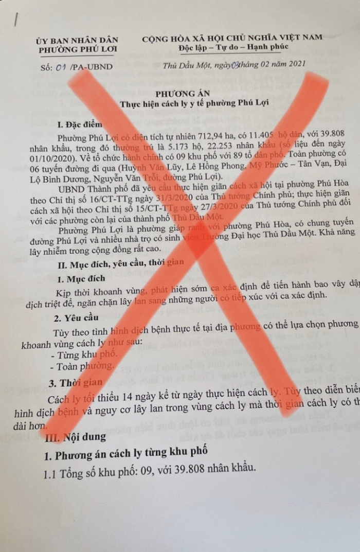 Bình Dương: Bác bỏ tin giả mạo về phong tỏa, cách ly nhiều phường thuộc TP. Thủ Dầu Một