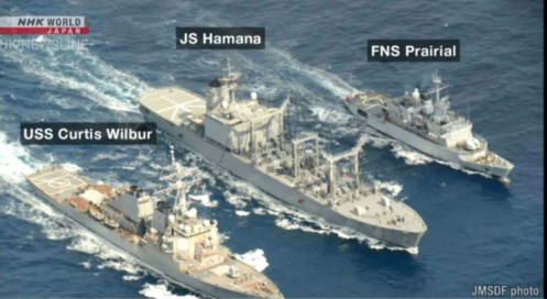 Tàu quân sự Nhật, Mỹ, Pháp diễn tập chung gửi thông điệp cho Trung Quốc?
