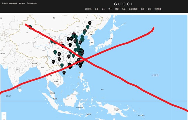 Phát hiện nhãn hàng Gucci, Chanel, Burberry đăng bản đồ "đường lưỡi bò"