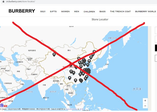 Phát hiện nhãn hàng Gucci, Chanel, Burberry đăng bản đồ "đường lưỡi bò"