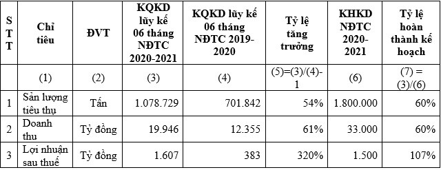Hoa Sen: Quý 2 NĐTC 2020-2021 lãi sau thuế 1,035 tỷ đồng, lũy kế 6 tháng đạt 1,607 tỷ 