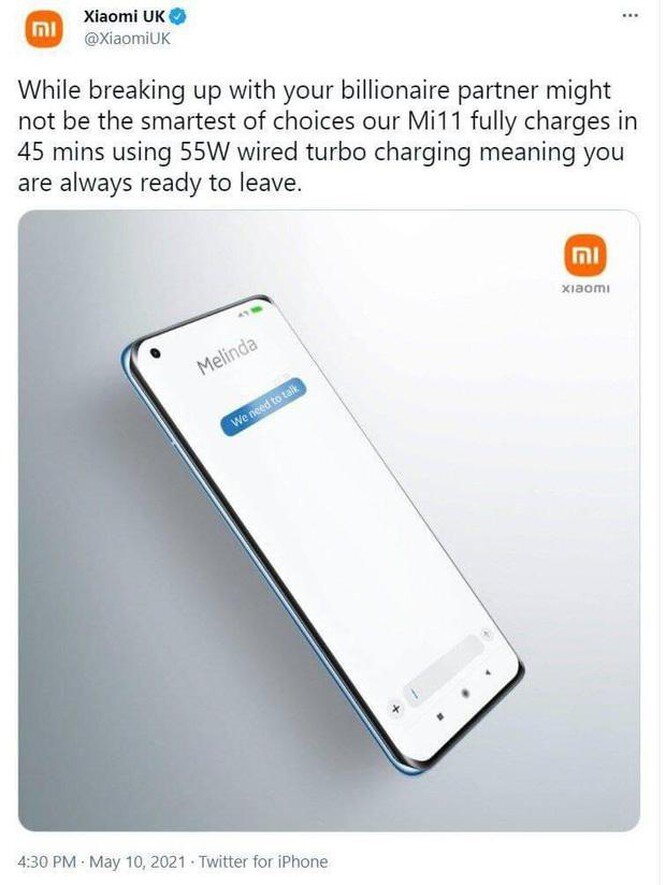 Xiaomi dùng chuyện ly hôn của tỷ phú Bill Gates để "quảng cáo", cộng đồng mạng chê "kém duyên"
