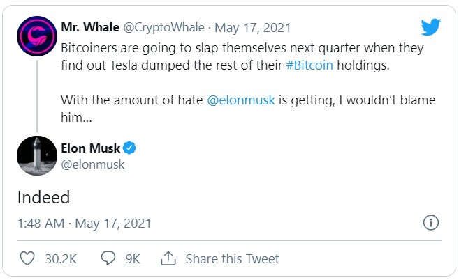 Elon Musk ngầm thừa nhận Tesla có thể đã bán ra số bitcoin nắm giữ