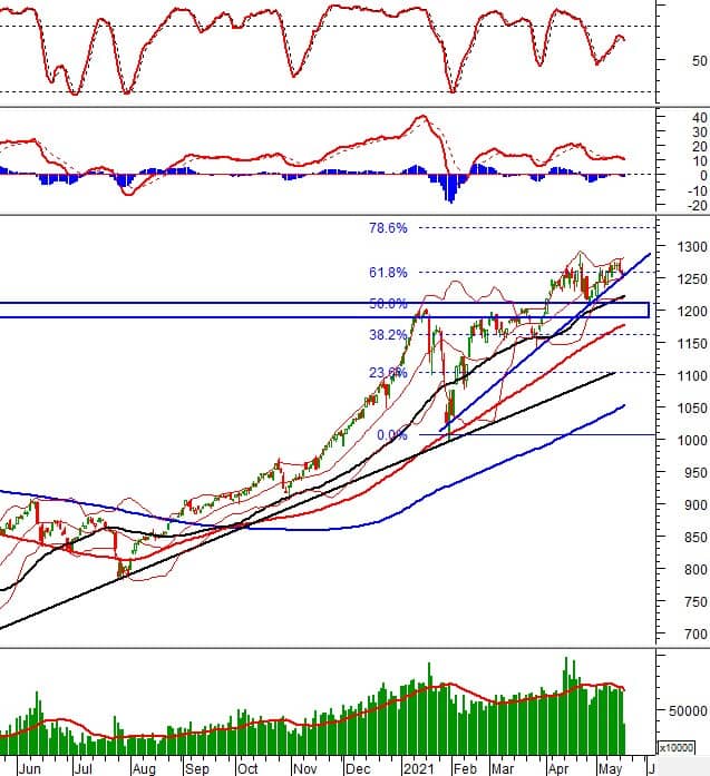 Phân tích kỹ thuật phiên chiều 19/05: VN-Index vẫn giữ vững vùng 1,250-1,260 điểm