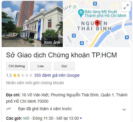 Sở Giao dịch Chứng khoán TPHCM (HOSE) nhận “bão”đánh giá 1 sao trên Google