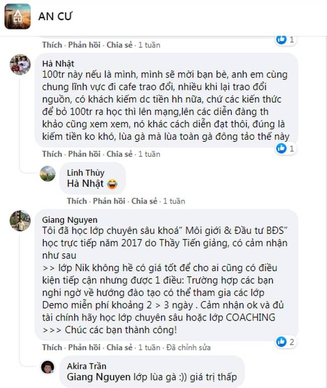 Cộng đồng mạng dậy sóng với khóa học đầu tư BĐS 4 ngày với giá 100 triệu đồng