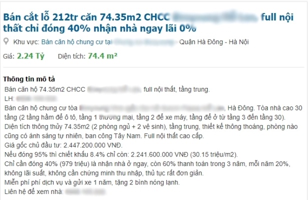 Rầm rập 'bán cắt lỗ chung cư' hàng trăm triệu: Chiêu hút khách 'vào rọ'