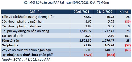 Không có doanh thu, PAP lỗ ròng hơn 1 tỷ đồng sau 9 tháng