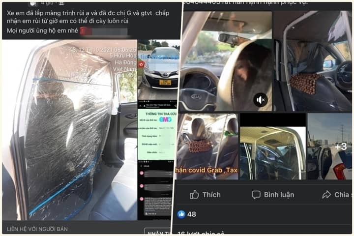 GrabCar Hà Nội hoạt động trở lại, tài xế đồng loạt lắp tấm chắn phòng dịch
