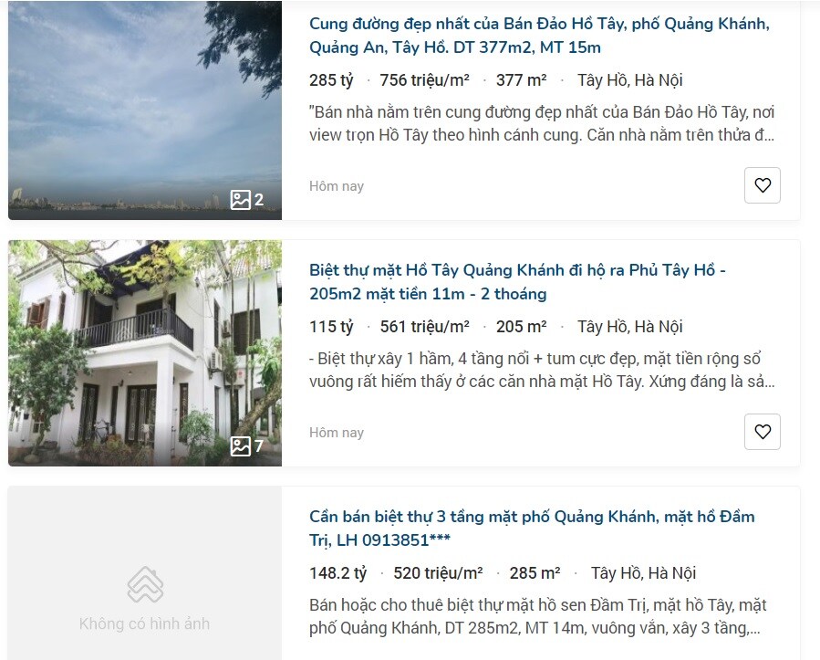 Giá đất bán đảo Quảng An tăng vọt, có nơi lên 1 tỷ đồng/m2 sau công bố quy hoạch chi tiết