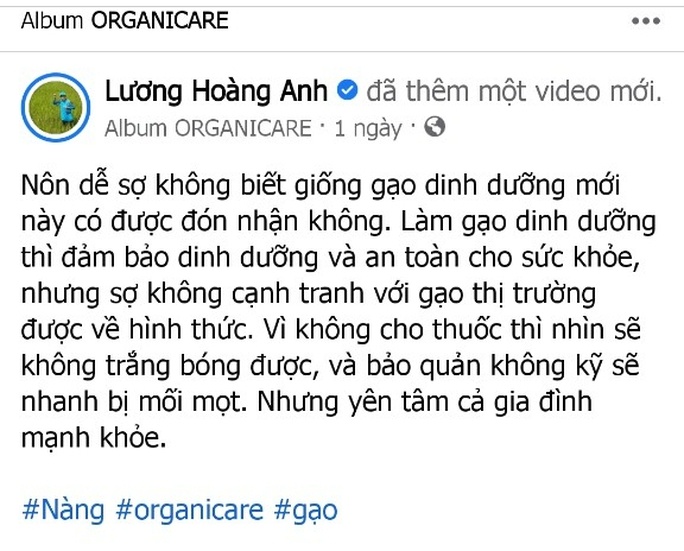 Facebooker Lương Hoàng Anh âm thầm xóa các bài viết chê "gạo thị trường có thuốc”?