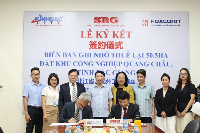 Foxconn ký MOU thuê 50,5 ha đất tại KCN Quang Châu của Độ thị Kinh Bắc