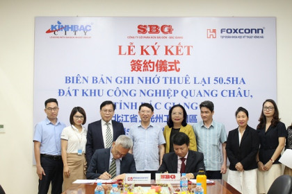 Foxconn ký MOU thuê 50,5 ha đất tại KCN Quang Châu của Độ thị Kinh Bắc