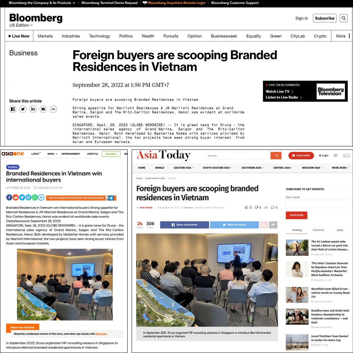 Báo chí Singapore đưa tin: Nhà đầu tư “bật đèn xanh” với BĐS hàng hiệu Việt Nam