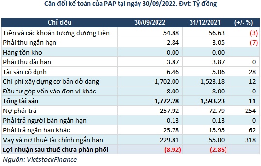 Đang trong quá trình đầu tư, PAP không có doanh thu trong 9 tháng