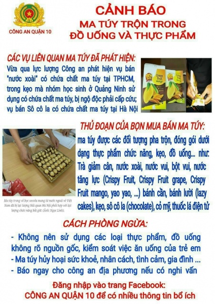 Cảnh báo ma túy trộn trong đồ uống, thực phẩm