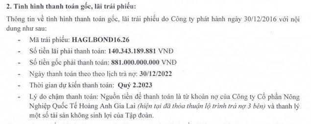 HAG không thể thanh toán gốc và lãi trái phiếu lên tới 1.021,3 tỷ đồng vào ngày 30/12/2022