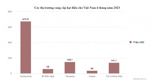 Việt Nam chi hơn 1 tỷ USD trong 4 tháng để nhập khẩu hạt điều