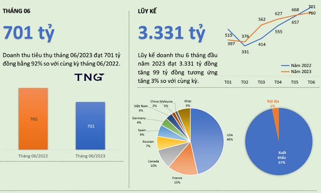TNG: Doanh thu tháng 6 đi lùi, lũy kế nửa năm ước 3,331 tỷ 