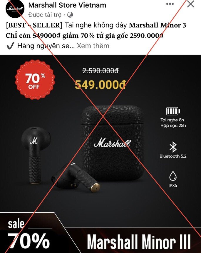 Tràn ngập fanpage giả mạo rao bán tai nghe Samsung, Marshall giảm giá tới 70%