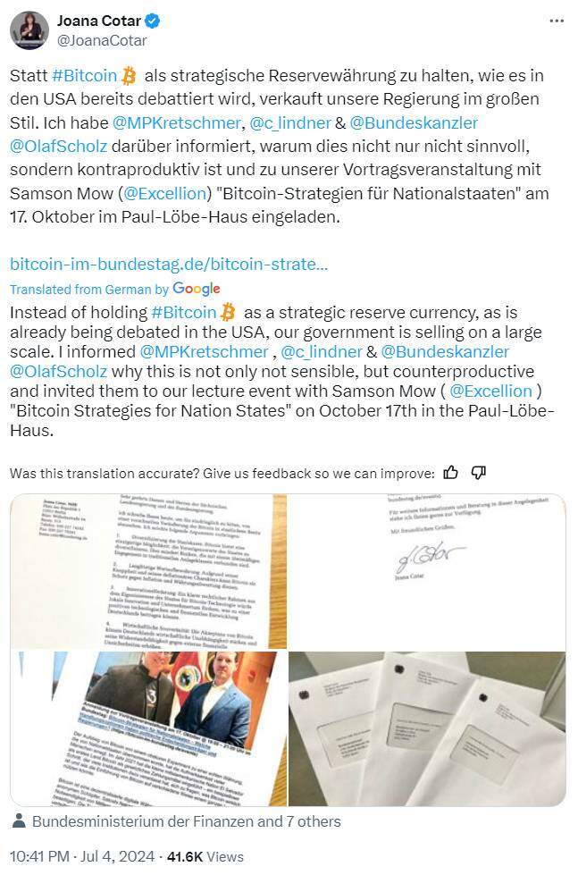 Nghị sĩ Đức kêu gọi Chính phủ “ngừng bán Bitcoin”