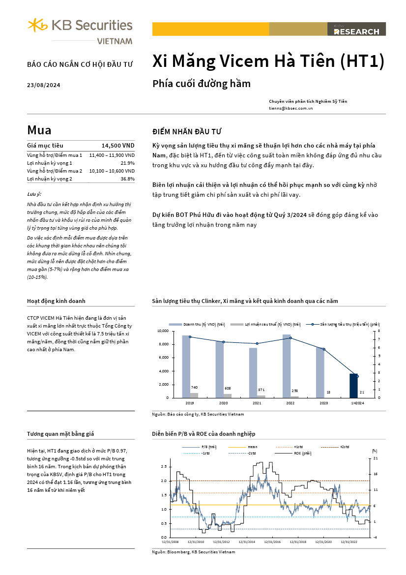 HT1: Khuyến nghị MUA với giá mục tiêu 14,500 đồng/cổ phiếu