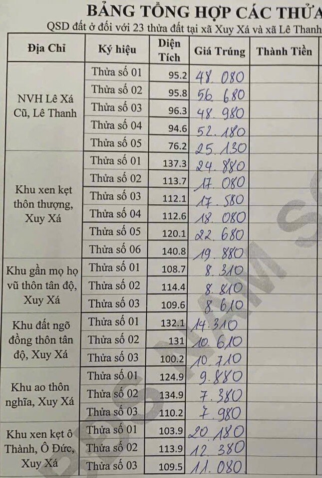 Đấu giá đất huyện Hà Nội có giá trúng cao gấp 16 lần khởi điểm