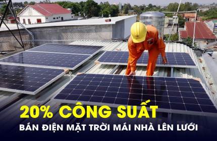 Được bán tới 20% công suất lắp đặt điện mặt trời mái nhà