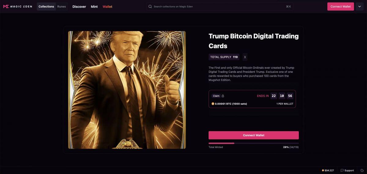 Donald Trump phát hành bộ sưu tập NFT trên Bitcoin Ordinals