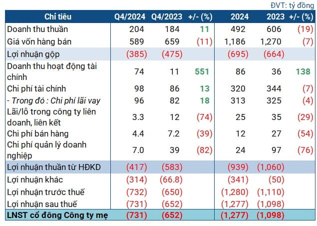 HNG tiếp tục lỗ gần 1.3 ngàn tỷ trong năm 2024