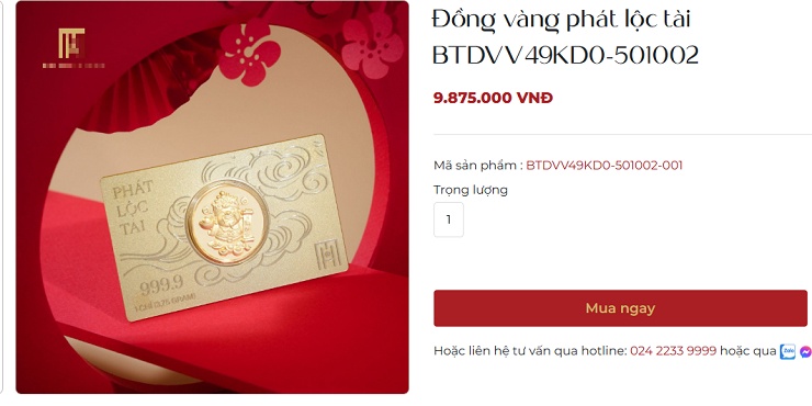 Giá vàng vía Thần Tài ép vỉ lên đến 99,5 triệu/lượng, đắt hơn cả vàng miếng