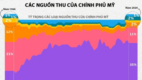 Các nguồn thu của Chính phủ Mỹ, thuế thu nhập cá nhân chiếm gần một nửa