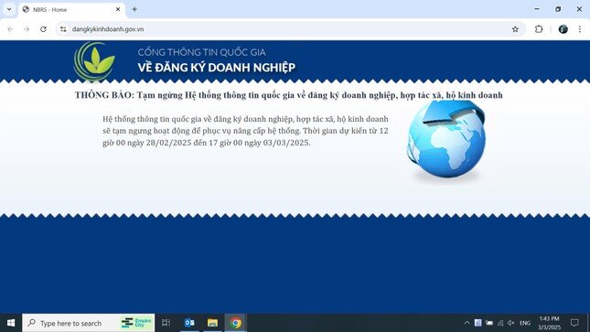 Lý do cổng thông tin quốc gia về đăng ký doanh nghiệp bị tạm dừng