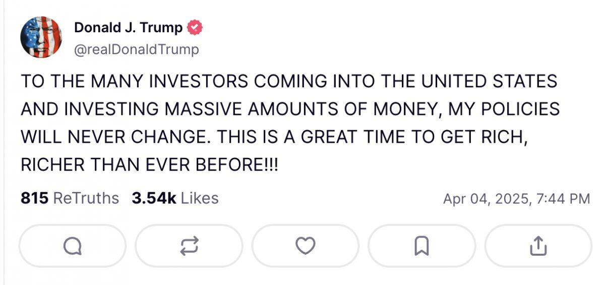 Trump nói sẽ không bao giờ thay đổi chính sách sau khi Trung Quốc trả đũa