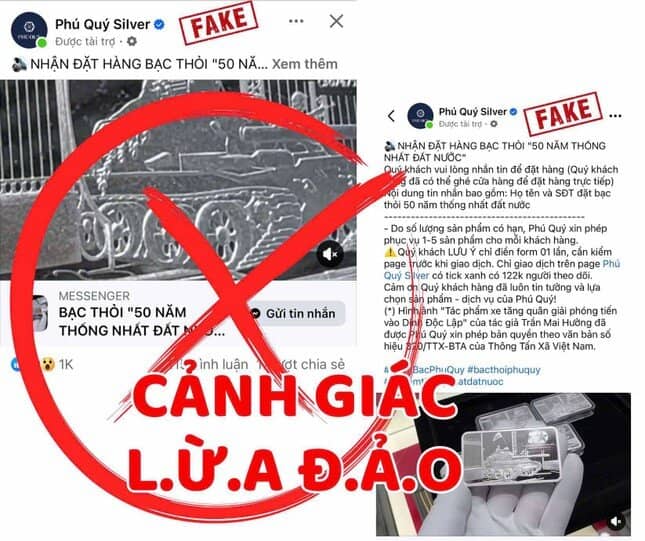 Cảnh giác với các trang giả mạo fanpage của Tập đoàn Vàng bạc Đá quý Phú Quý