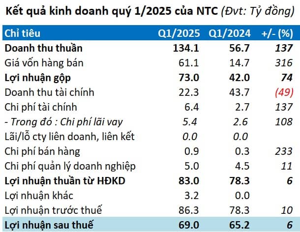 Lợi nhuận quý 1 NTC tăng nhẹ, mở rộng cho thuê nhà xưởng