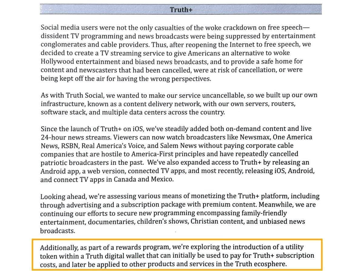 Trump Media đang cân nhắc phát hành token tiện ích dùng để thanh toán