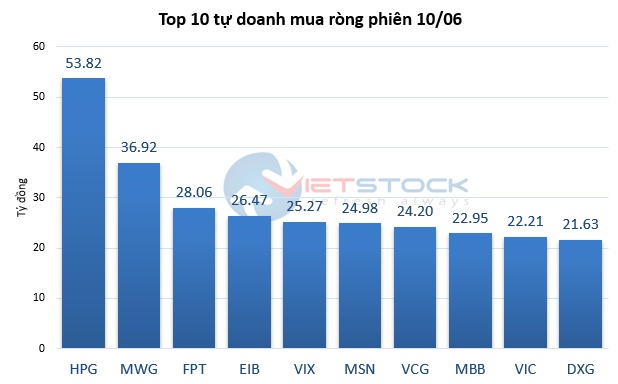 Theo dấu dòng tiền cá mập 10/06: Tự doanh gom hơn 400 tỷ trên HOSE, khối ngoại đảo chiều mua ròng