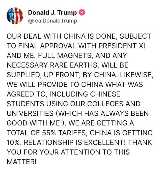 Ông Trump nói Trung Quốc cung cấp đất hiếm, Mỹ mở cửa cho sinh viên Trung Quốc