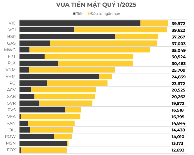 Cuộc cạnh tranh “ngôi vương tiền mặt": VIC dẫn đầu, VGI bám đuổi quyết liệt